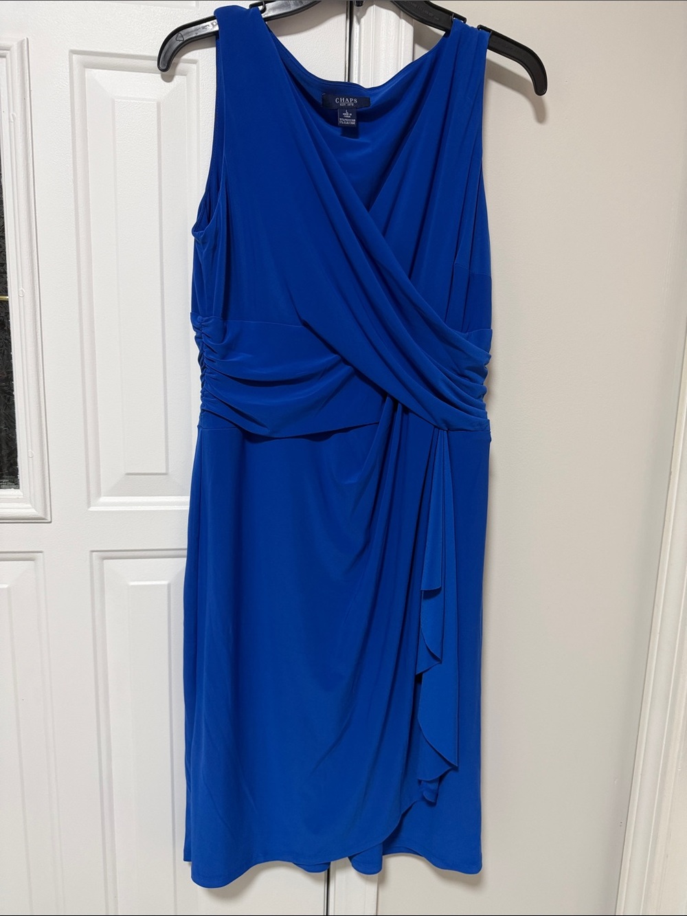 Chaps Women’s Cobalt Blue Sleeveless Faux-Wrap Dress